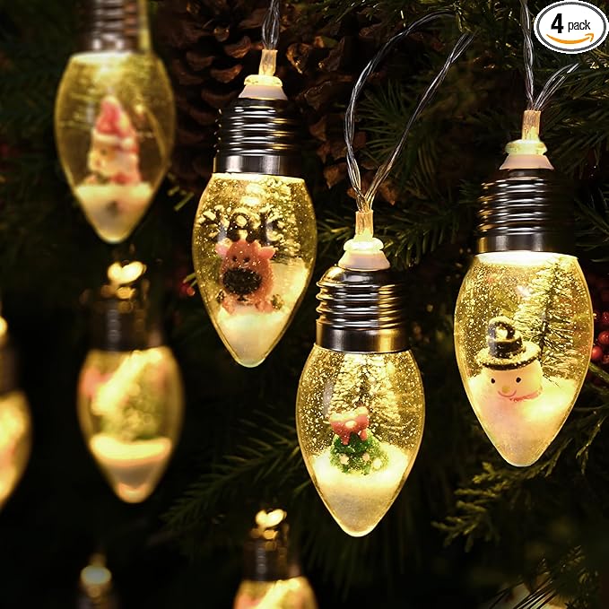 Vintage Snow Globe Christmas String Lights